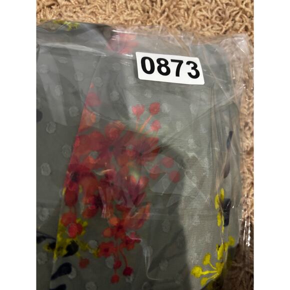 Catherines Tunic Top sz 1X Plus Grey Green Lined Tassel Neckline Peasant Boho - Picture 6 of 7